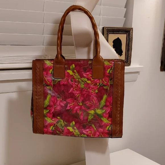 Patricia Nash Pink and Brown Floral Tote Bag - Picture 1 of 7